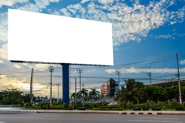 billboard blank for outdoor advertising poster or blank billboard for business advertisement at twilight.