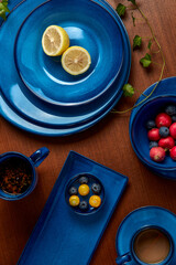 Delicate fruit with coffee and tea