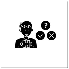 Neurodevelopmental disorder glyph icon.Socially awkward.Unable to understand expressions,feelings. Autism spectrum disorder concept.Filled flat sign. Isolated silhouette vector illustration