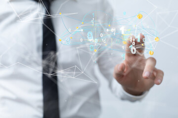 Global network. Blockchain. 3D illustration. Neural networks and artificial intelligence. Abstract  3d