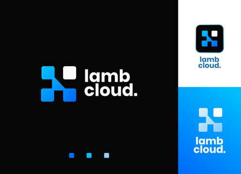 abstract data connect pixel geometric logo design with dot circle and square connected as network logo vector