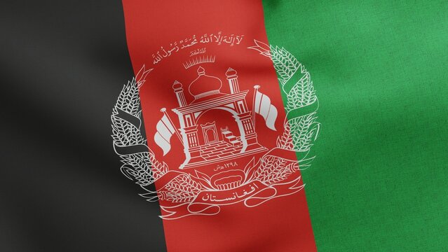 National flag of Afghanistan waving 3D Render, Islamic Republic of Afghanistan flag national emblem coat of arms Afghanistan textile, flag Fall of Kabul