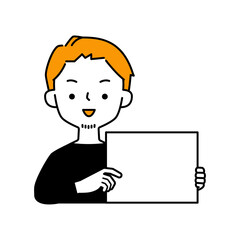 ホワイトボードを持った笑顔の男性のベクターイラスト