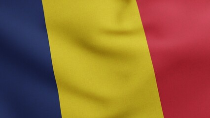 National flag of Chad waving 3D Render, Drapeau du Tchad or Flag of the Republic of Chad, Pan-African colours Chad Flag textile