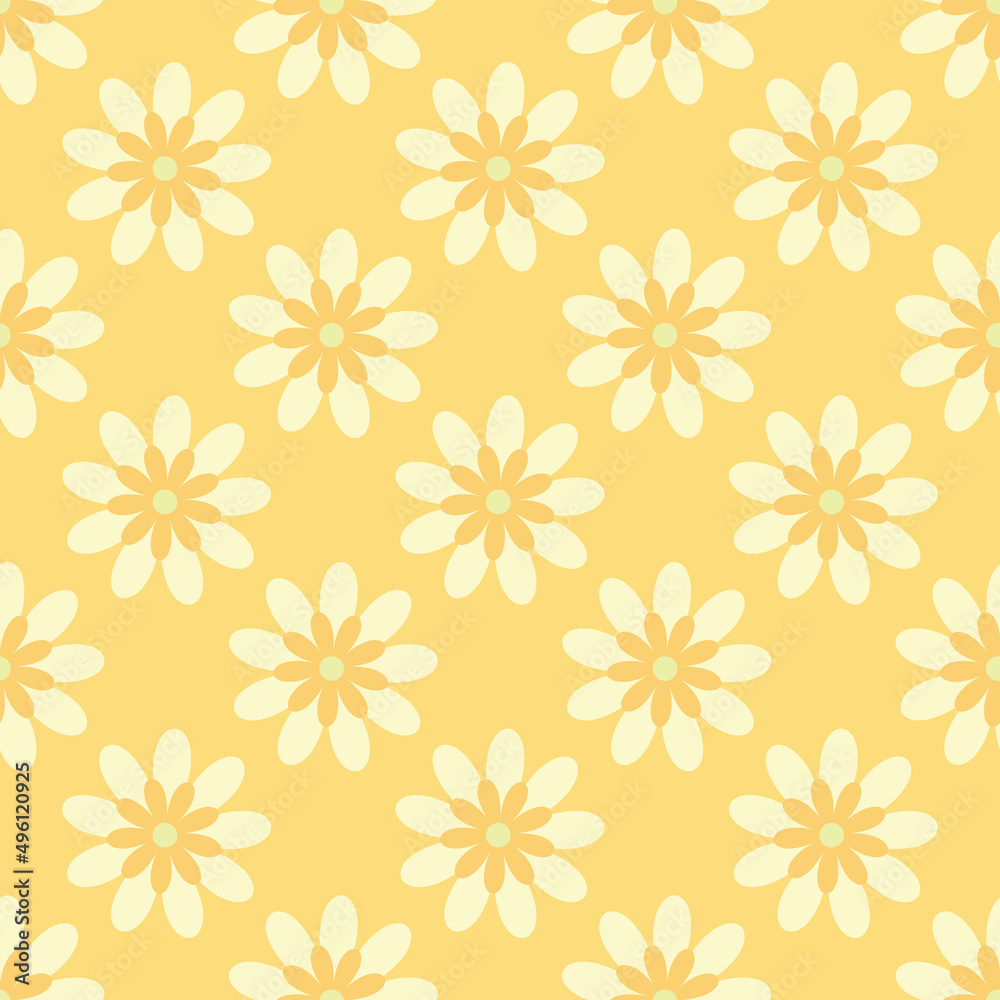 Aufkleber Floral vector pattern. Flower seamless repeat pattern background. Yellow pattern for the summer.