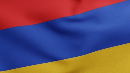 National flag of Armenia waving 3D Render, Armenian Tricolour flag Republic of Armenia