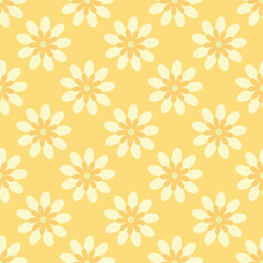 Floral vector pattern. Flower seamless repeat pattern background. Yellow pattern for the summer.