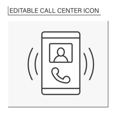Calling line icon. Call from client to support service. Helpline for clients. Call center concept. Isolated vector illustration. Editable stroke