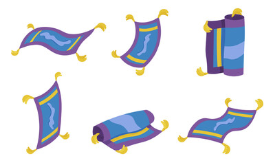 Magic carpet airplane. Blue oriental carpet in different versions