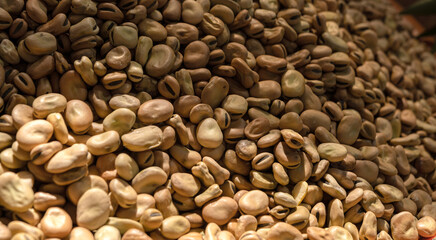 Egyptian traditional Dried fava beans food background. Middle East food
