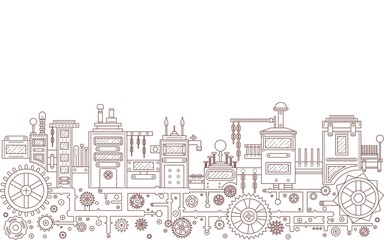 Steampunk city. Sample.