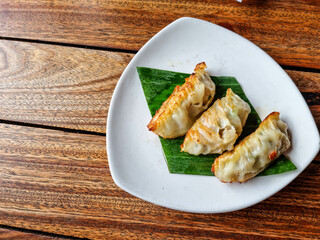 Steamed dumplings on plate