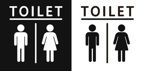 Sign Icon male and female Toilet. Black restroom icon isolated on white and black background. Linear symbol for use on web and mobile apps, logo, print media. Vector design eps 10 editable.