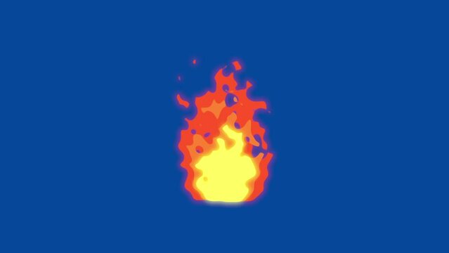 2D CARTOON ANIME FIRE FLAME - BLUE SCREEN BACKGROUND