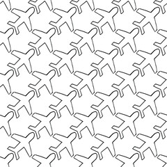Seamless pattern with airplanes icons. Doodle airplane icons on white background. Doodle summer travel icons. Summer seamless pattern. travel icons on white background. Vacation vector pattern