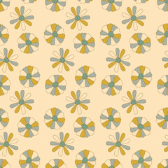 Summer Floral Seamless Pattern 70s Retro style