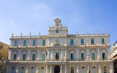 Fototapeta na wymiar Palace of the University at University Square (or Piazza Universita) in Catania, Italy, Sicily 
