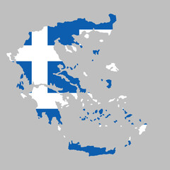 Greece flag inside the Greek map borders vector illustration 