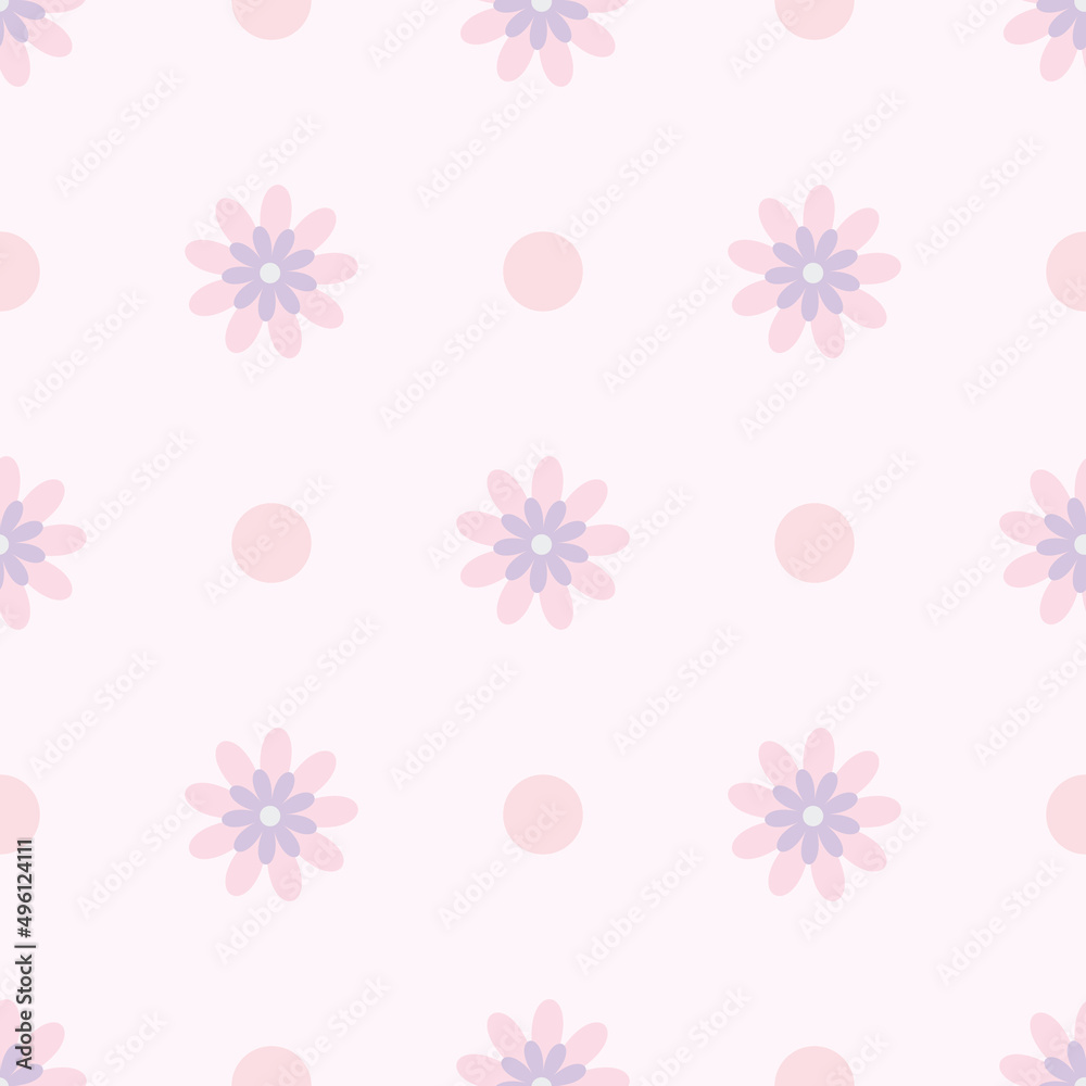 Poster Floral vector pattern. Flower seamless repeat pattern background. Pink pattern.