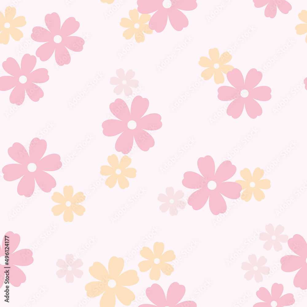 Poster Floral vector pattern. Flower seamless repeat pattern background.
