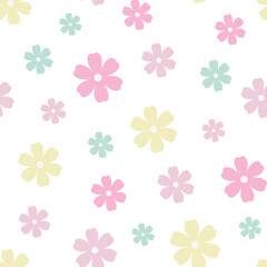 Fototapeta na wymiar Floral vector pattern. Flower seamless repeat pattern background. Colorful floral pattern.