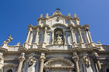 Fototapeta na wymiar St. Agatha Cathedral (or Duomo) at Piazza Duomo in Catania, Italy, Sicily 