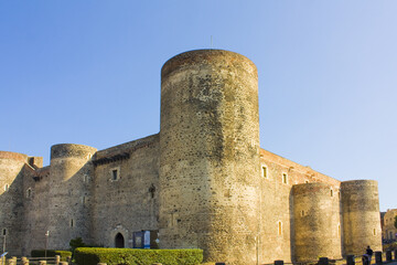 Fototapeta na wymiar Castel Ursino (or Castello Svevo di Catania) in Catania, Italy, Sicily