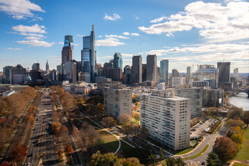 Fototapeta na wymiar Aerial view of downtown Philadelphia