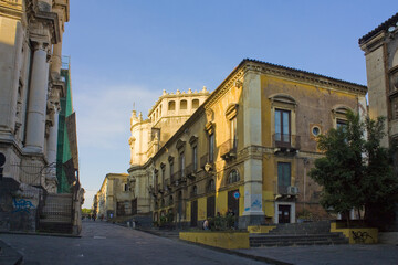 View of Saint Julian Church from street in Catania, Italy, Sicily