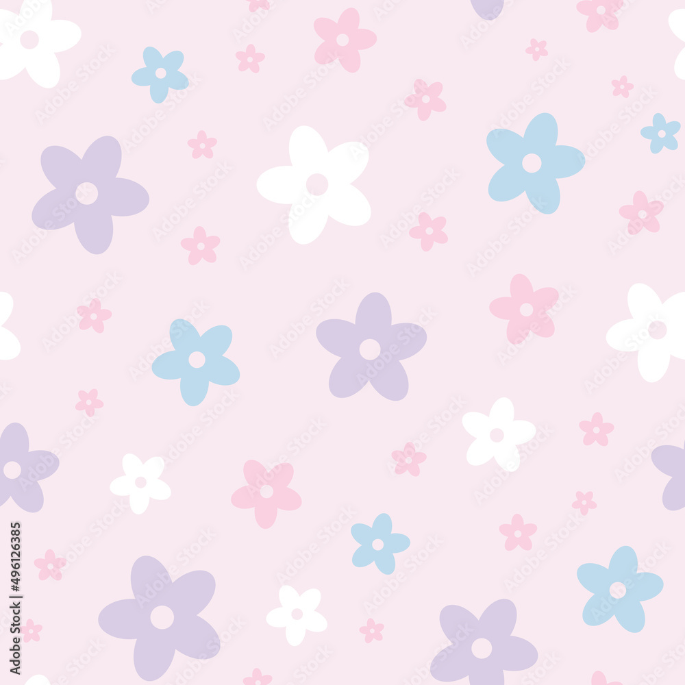 Poster vector flower pattern, cute floral pattern, seamless repeat pattern background