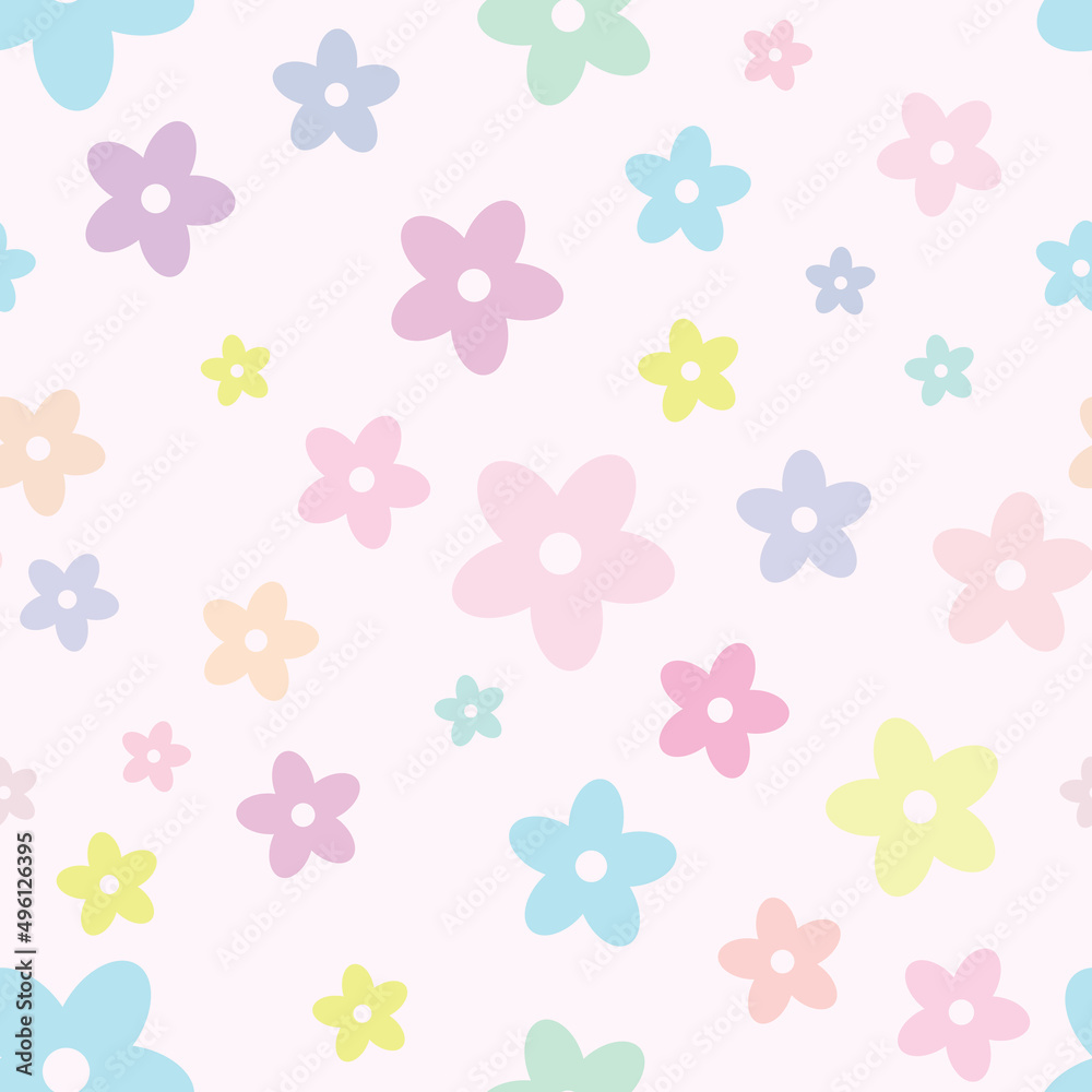 Poster Floral vector pattern. Flower seamless repeat pattern background.