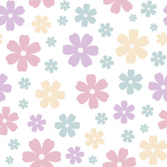Fototapeta na wymiar Floral vector pattern. Flower seamless repeat pattern background. Vintage floral pattern.