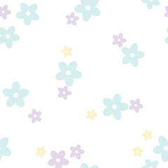 Fototapeta na wymiar Simple floral vector pattern, pastel flower background.