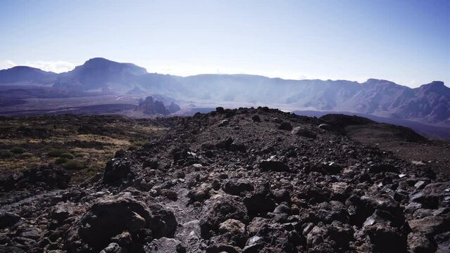 Parched waterless undeveloped lands of Teide park Spain