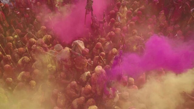 Celebration of Holi festival in india.