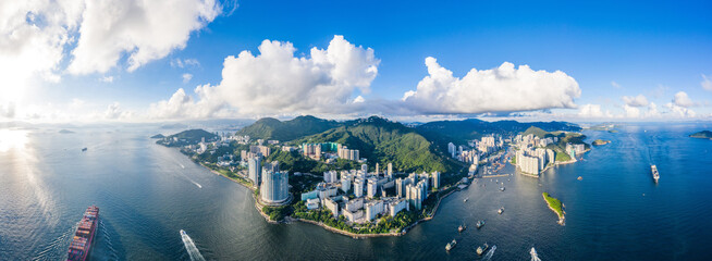 Aerial view of South side of Hong Kong Island, Daytime - obrazy, fototapety, plakaty