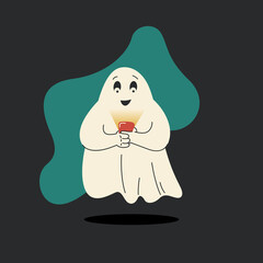Funny cartoon poltergeist. Cute ghost floating in the air. Isolated fashion vector illustration.