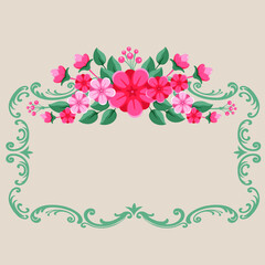 Vector frame of flowers. Vintage floral elements Isolated botanical illustration for a postcard.