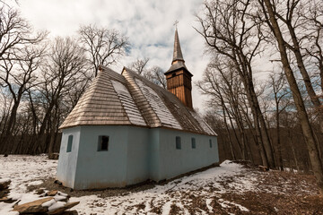 Traditional village church in Romanian countryside
