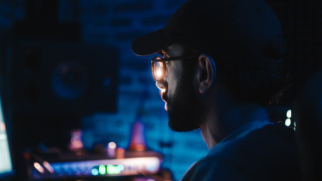 boy focused on the computer with soft light