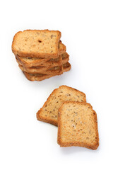 biscottes sur fond blanc