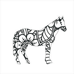Mandala animal coloring page with horse , Horse Mandala coloring page  Unicorn Mandala Vector Line Art Style