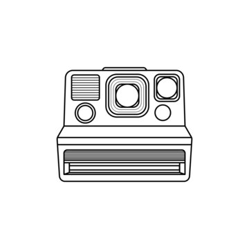 Instant Camera Outline Icon Illustration on Isolated White Background Suitable for Photo, Photographer, Photography Icon