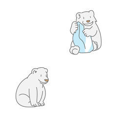 氷を抱いて涼む白熊の子供