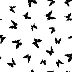 Fototapeta na wymiar Black and white butterfly silhouette pattern. Vector pattern with butterflies.