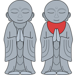 お地蔵様のイラスト（アウトラインあり）