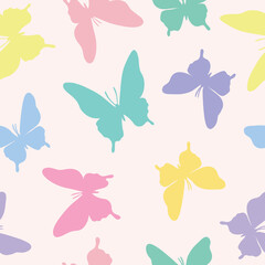 Vector butterfly seamless repeat pattern design background.