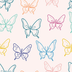 Vector butterfly seamless repeat pattern design background.
