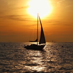sailboat at sunset