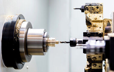 Close up of CNC milling machine metal detail